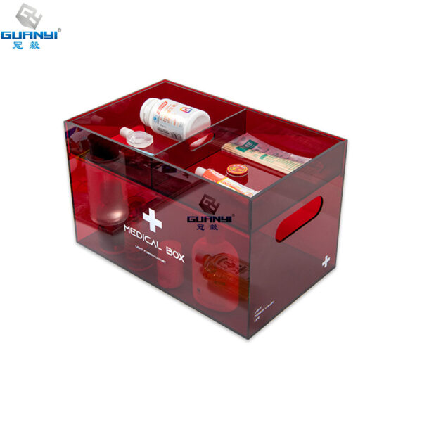 Red acrylic storage box
