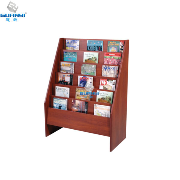 6 layer book display stand wood